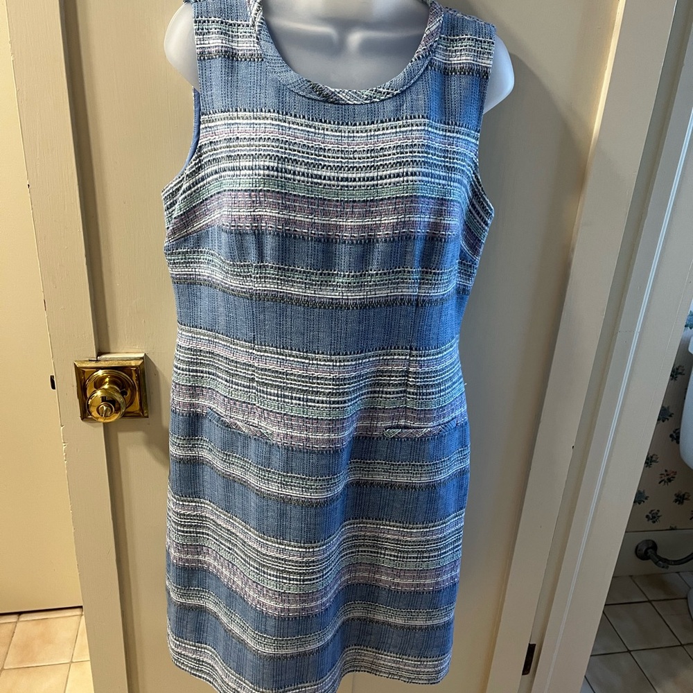 Talbots Blue and White Striped Sheath
